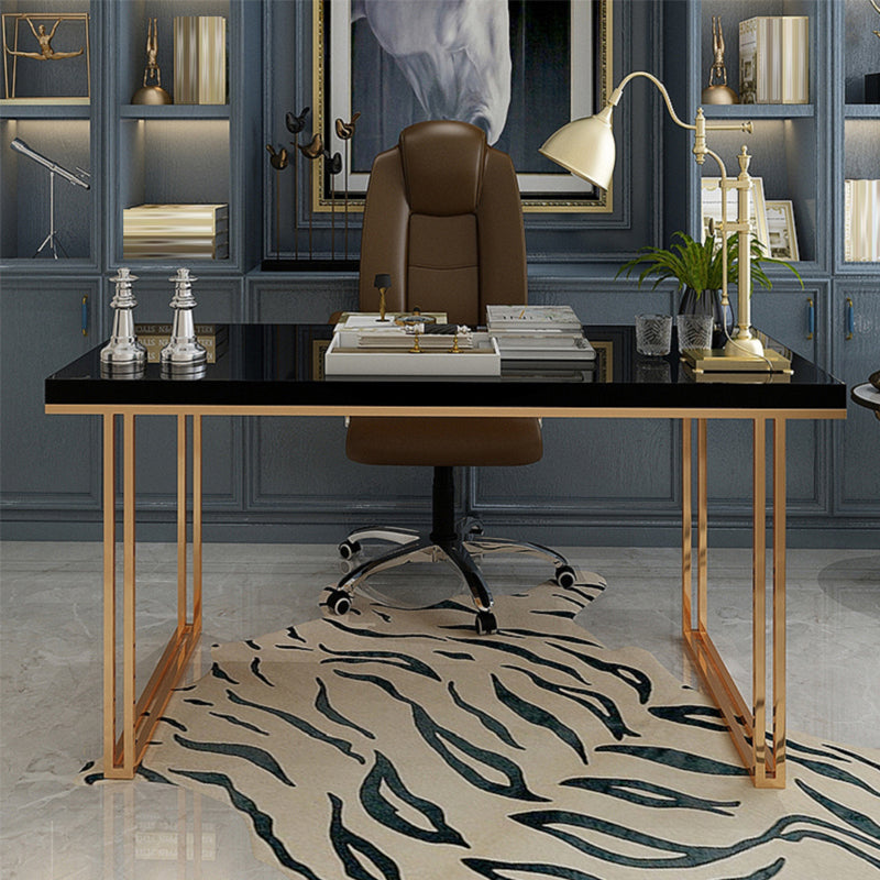 Modern Rectangle Office Desk Wooden Writing Table with Sled Base 70.9"L x 31.5"W x 29.5"H Black Clearhalo 'furn' 'furn_office_desk' 'Furniture' 'Office Desks' 'Office Furniture' 'office_desk' 6214320