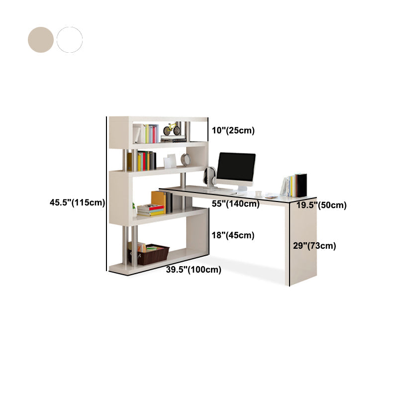 Contemporary White Credenza Desk Wood Pedestal Credenza Desk for Office