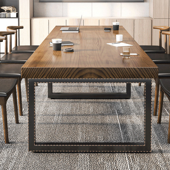 Industrial Office Desk Rectangular Brown Solid Wood Writing Desk Clearhalo 'furn' 'furn_office_desk' 'Furniture' 'Office Desks' 'Office Furniture' 'office_desk' 6214368