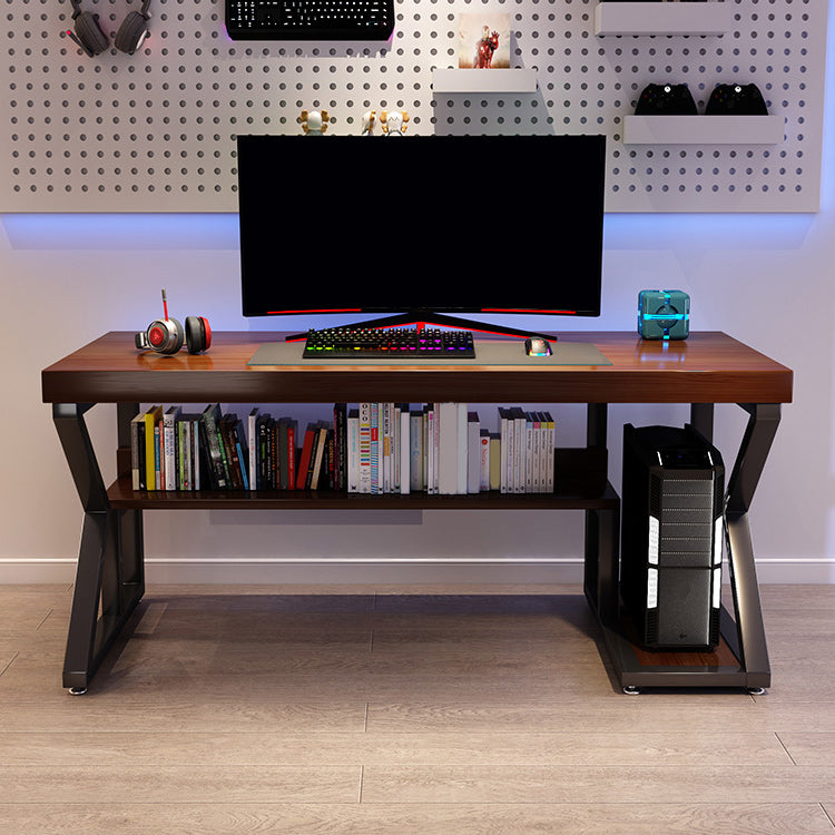 Mesa de oficina de dormitorio rectángulo escritorio de escritura de madera maciza con estantes