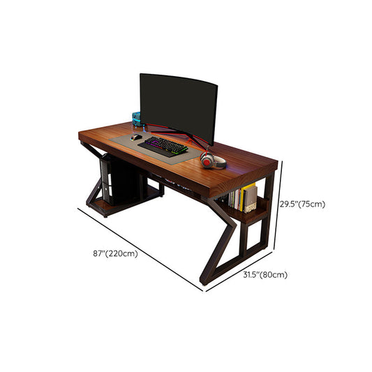 Table de bureau de chambre à coucher rectangle Bureau d'écriture en bois massif avec étagères