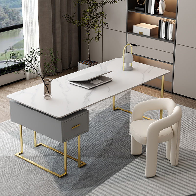 Rechthoek gesinterde stenen werkbureau moderne kantoortafel met lade