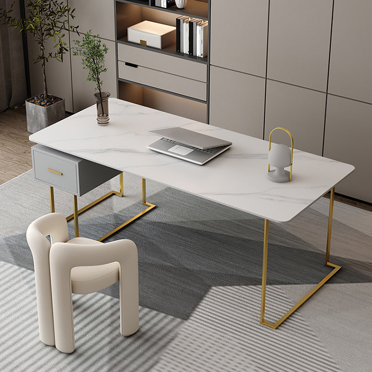 Rechthoek gesinterde stenen werkbureau moderne kantoortafel met lade