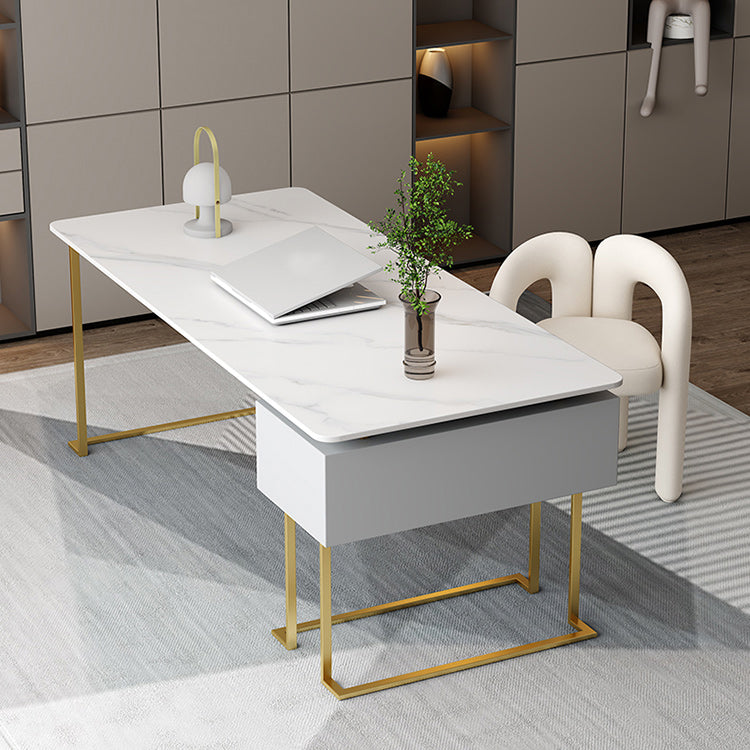 Rechthoek gesinterde stenen werkbureau moderne kantoortafel met lade