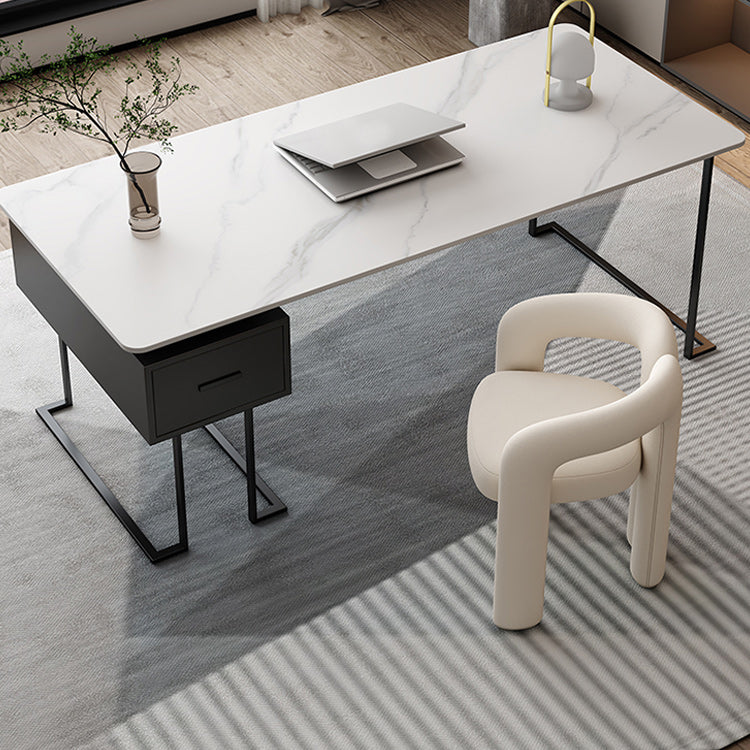 Rechthoek gesinterde stenen werkbureau moderne kantoortafel met lade