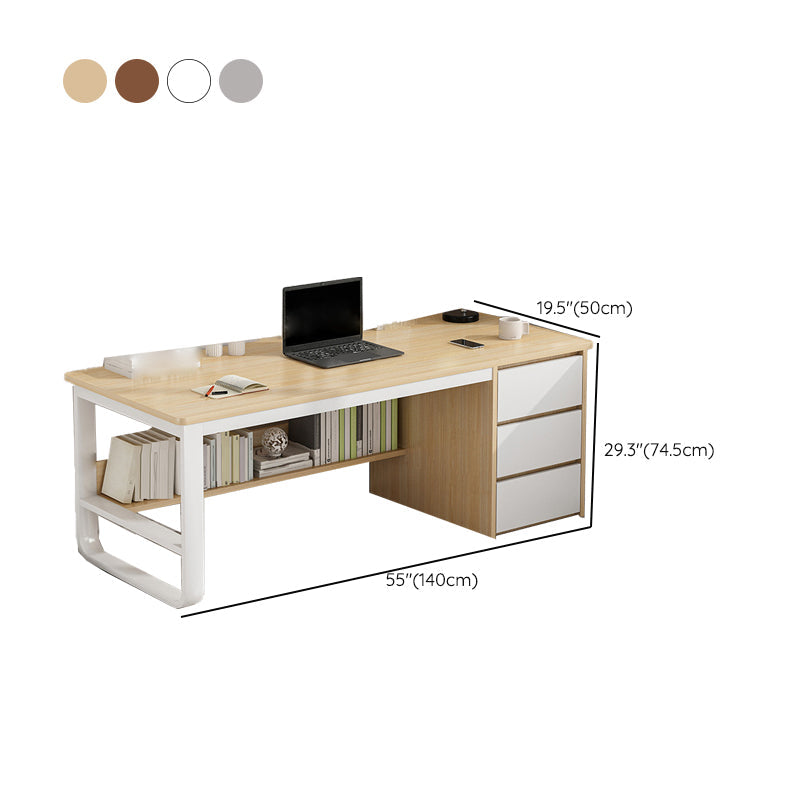 Bureau d'écriture rectangulaire industriel 3 dessins bureau de bureau en bois