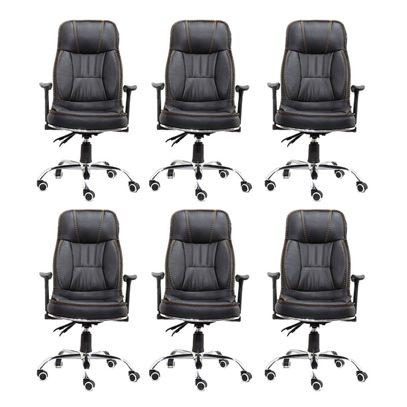 Black Contemporary Executive Chair Upholstered Managers Chair 6 Piece Set Clearhalo 'furn' 'furn_office_chair' 'Furniture' 'Office Chairs' 'Office Furniture' 'office_chair' 6214514