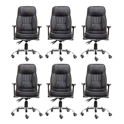 Black Contemporary Executive Chair Upholstered Managers Chair 6 Piece Set Clearhalo 'furn' 'furn_office_chair' 'Furniture' 'Office Chairs' 'Office Furniture' 'office_chair' 6214514