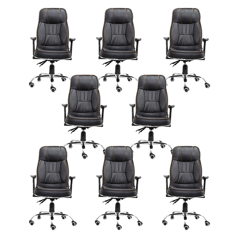 Black Contemporary Executive Chair Upholstered Managers Chair 8 Piece Set Clearhalo 'furn' 'furn_office_chair' 'Furniture' 'Office Chairs' 'Office Furniture' 'office_chair' 6214515