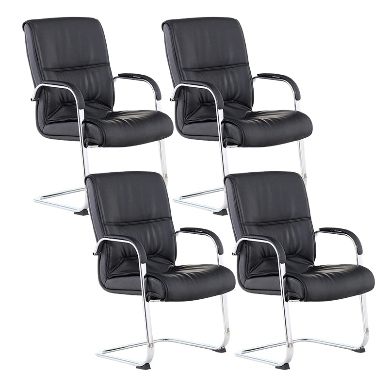 Arms Included Contemporary Desk Chair High Back Faux Leather Chair Black 4 Piece Set Clearhalo 'furn' 'furn_office_chair' 'Furniture' 'Office Chairs' 'Office Furniture' 'office_chair' 6214521