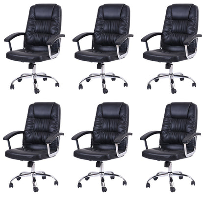 23"W Contemporary Executive Chair Upholstered Managers Chair Black 6 Piece Set Clearhalo 'furn' 'furn_office_chair' 'Furniture' 'Office Chairs' 'Office Furniture' 'office_chair' 6214535