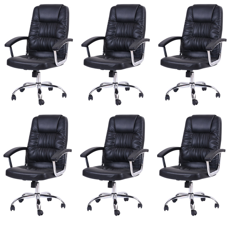 23"W Contemporary Executive Chair Upholstered Managers Chair Matte Black 6 Piece Set Clearhalo 'furn' 'furn_office_chair' 'Furniture' 'Office Chairs' 'Office Furniture' 'office_chair' 6214538