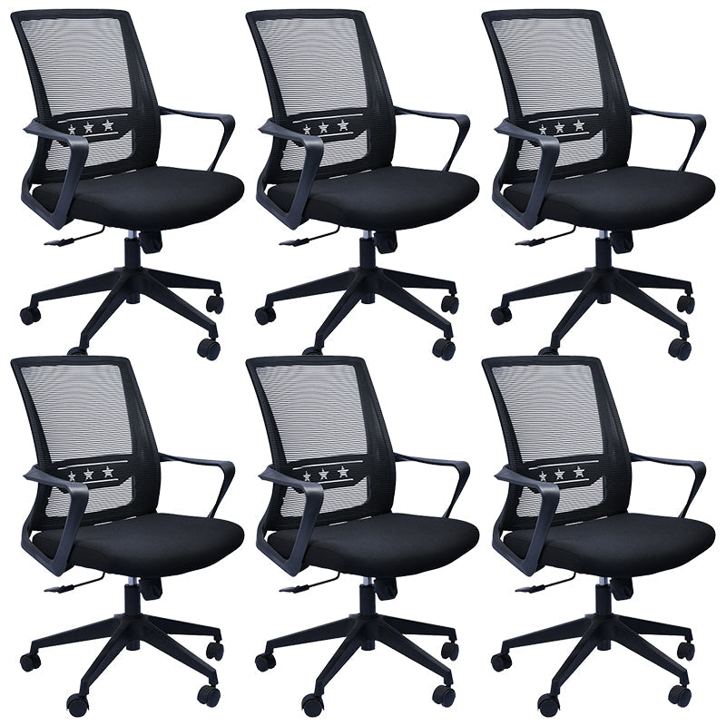 Contemporary Chair Fixed Arms Lumbar Support Conference Chair Black 6 Piece Set Clearhalo 'furn' 'furn_office_chair' 'Furniture' 'Office Chairs' 'Office Furniture' 'office_chair' 6214576
