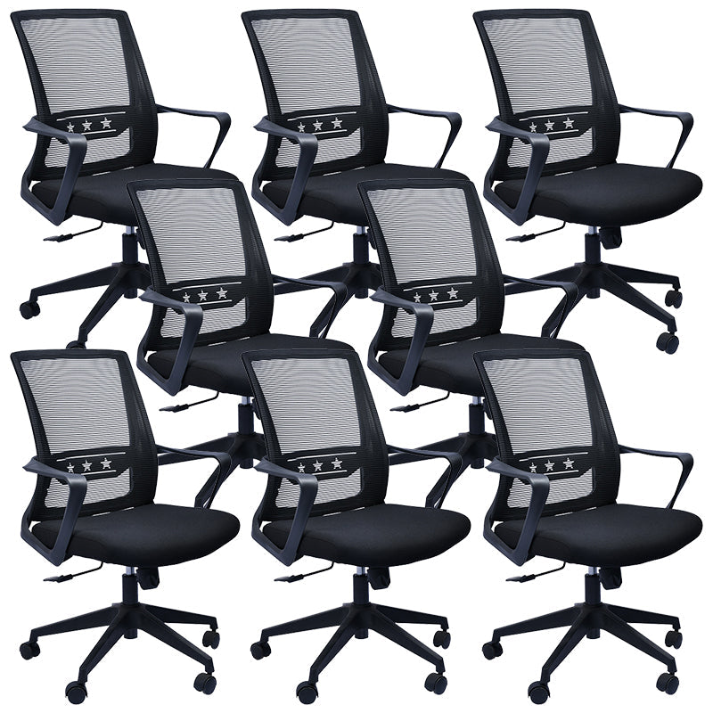 Contemporary Chair Fixed Arms Lumbar Support Conference Chair Black 8 Piece Set Clearhalo 'furn' 'furn_office_chair' 'Furniture' 'Office Chairs' 'Office Furniture' 'office_chair' 6214577
