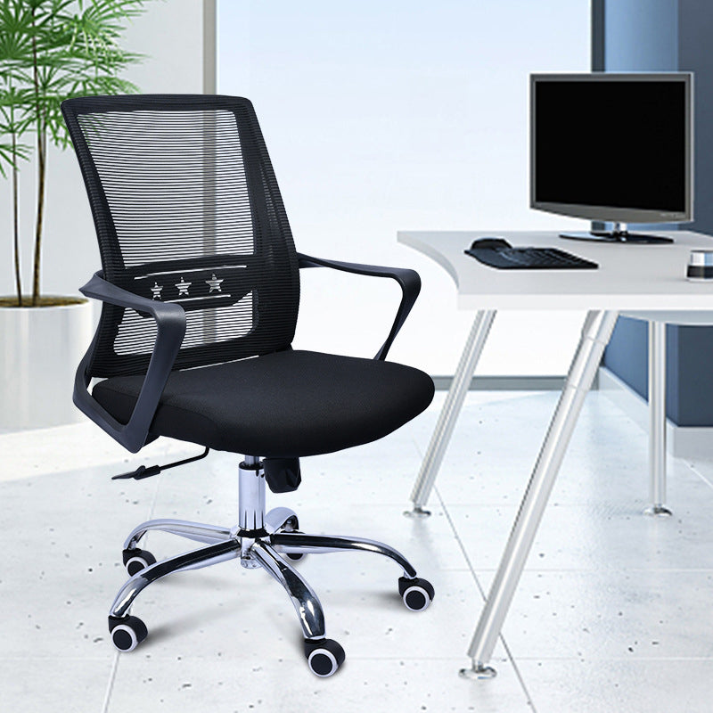 Contemporary Chair Fixed Arms Lumbar Support Conference Chair Matte Black 1 Piece Clearhalo 'furn' 'furn_office_chair' 'Furniture' 'Office Chairs' 'Office Furniture' 'office_chair' 6214579