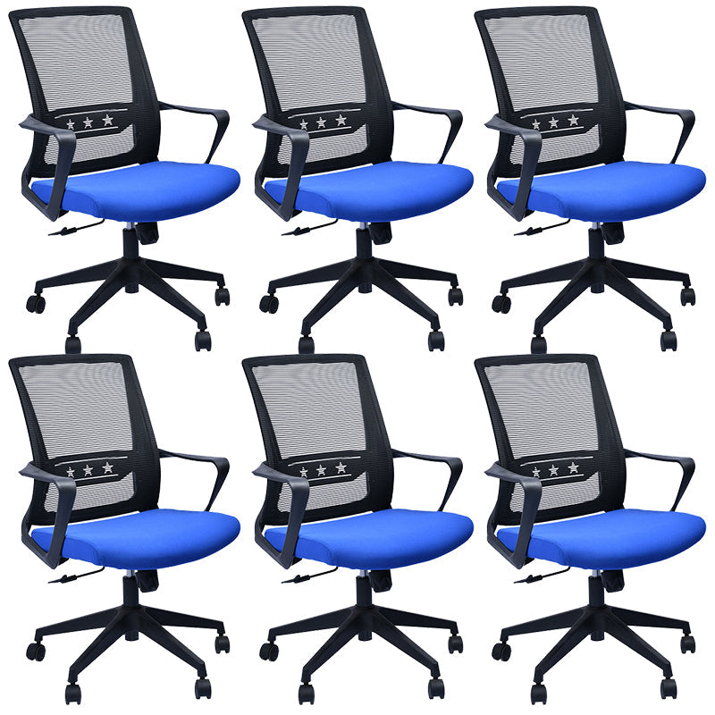 Contemporary Chair Fixed Arms Lumbar Support Conference Chair Blue 6 Piece Set Clearhalo 'furn' 'furn_office_chair' 'Furniture' 'Office Chairs' 'Office Furniture' 'office_chair' 6214592