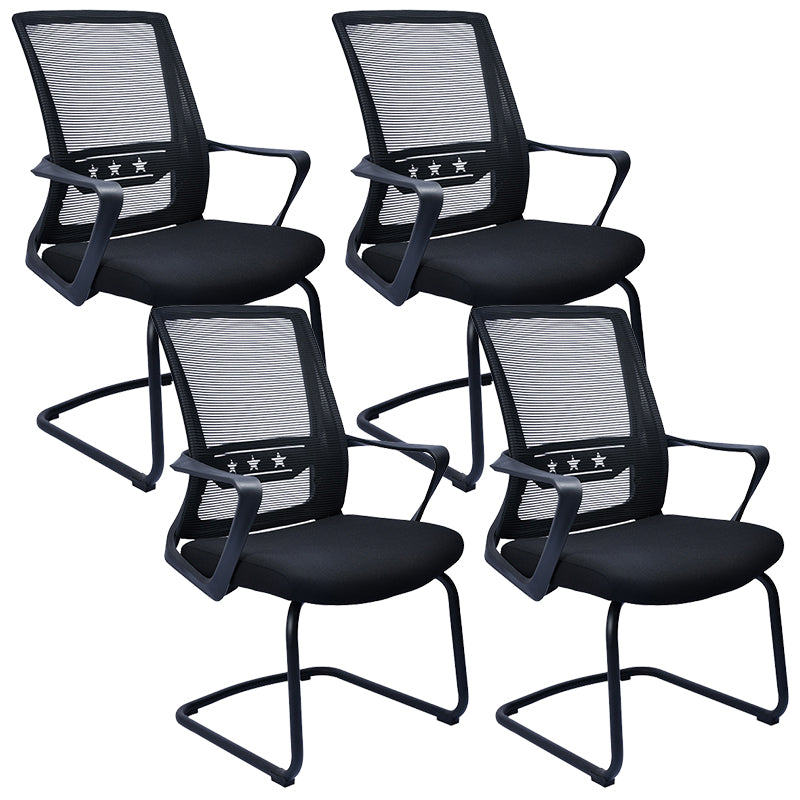 Contemporary Chair Fixed Arms Lumbar Support Conference Chair Textured Black 4 Piece Set Clearhalo 'furn' 'furn_office_chair' 'Furniture' 'Office Chairs' 'Office Furniture' 'office_chair' 6214596