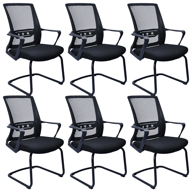 Contemporary Chair Fixed Arms Lumbar Support Conference Chair Textured Black 6 Piece Set Clearhalo 'furn' 'furn_office_chair' 'Furniture' 'Office Chairs' 'Office Furniture' 'office_chair' 6214597