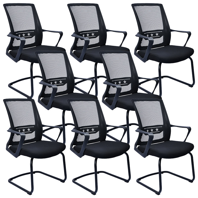 Contemporary Chair Fixed Arms Lumbar Support Conference Chair Textured Black 8 Piece Set Clearhalo 'furn' 'furn_office_chair' 'Furniture' 'Office Chairs' 'Office Furniture' 'office_chair' 6214598