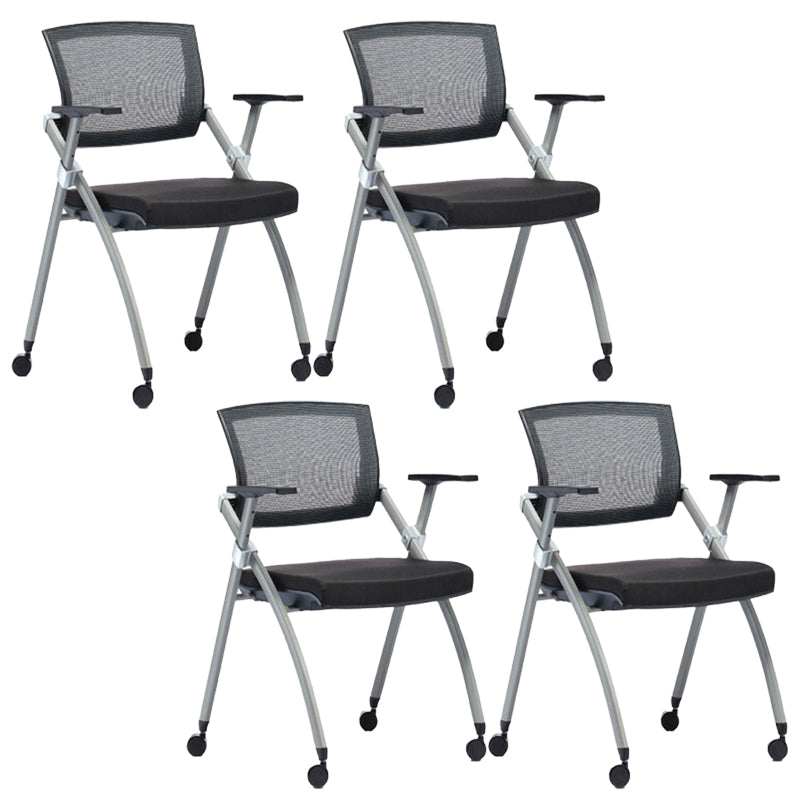 Mid-Back Executive Chair Contemporary Breathable Air Grid Guest Chair Black 4 Piece Set Casters Included Clearhalo 'furn' 'furn_office_chair' 'Furniture' 'Office Chairs' 'Office Furniture' 'office_chair' 6214727