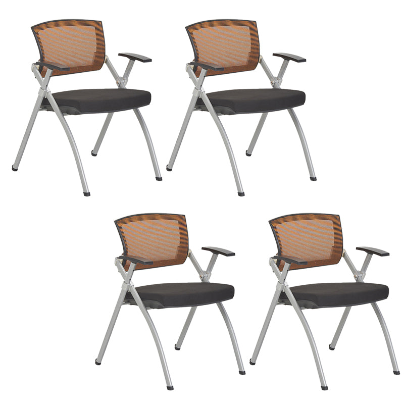 Mid-Back Executive Chair Contemporary Breathable Air Grid Guest Chair Black-Orange 4 Piece Set Casters Not Included Clearhalo 'furn' 'furn_office_chair' 'Furniture' 'Office Chairs' 'Office Furniture' 'office_chair' 6214729