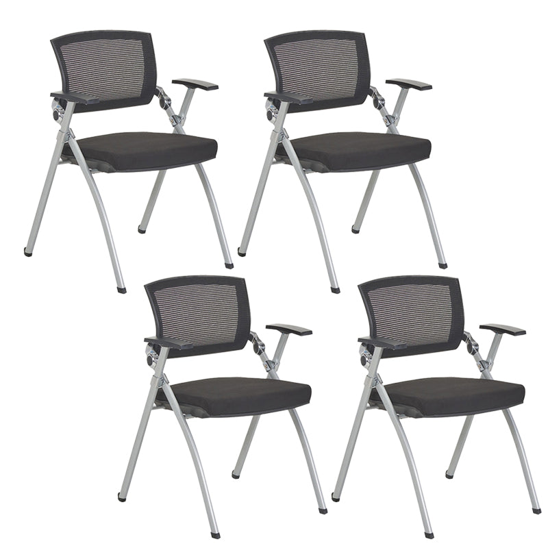 Mid-Back Executive Chair Contemporary Breathable Air Grid Guest Chair Black 4 Piece Set Casters Not Included Clearhalo 'furn' 'furn_office_chair' 'Furniture' 'Office Chairs' 'Office Furniture' 'office_chair' 6214730