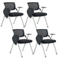 Mid-Back Executive Chair Contemporary Breathable Air Grid Guest Chair Gloss Black 4 Piece Set Casters Not Included Clearhalo 'furn' 'furn_office_chair' 'Furniture' 'Office Chairs' 'Office Furniture' 'office_chair' 6214732