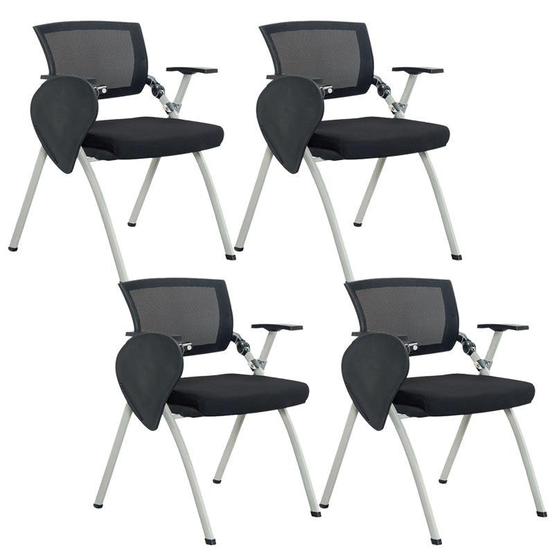 Mid-Back Executive Chair Contemporary Breathable Air Grid Guest Chair Gloss Black 4 Piece Set Casters Not Included Clearhalo 'furn' 'furn_office_chair' 'Furniture' 'Office Chairs' 'Office Furniture' 'office_chair' 6214732