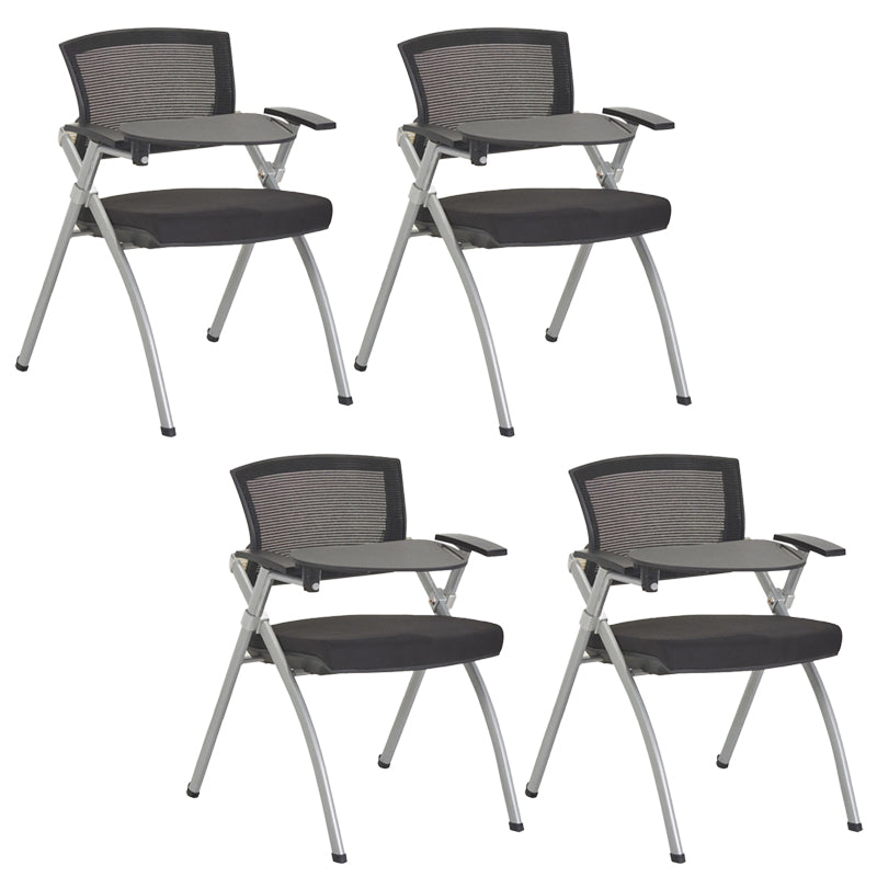 Mid-Back Executive Chair Contemporary Breathable Air Grid Guest Chair Matte Black 4 Piece Set Casters Not Included Clearhalo 'furn' 'furn_office_chair' 'Furniture' 'Office Chairs' 'Office Furniture' 'office_chair' 6214734