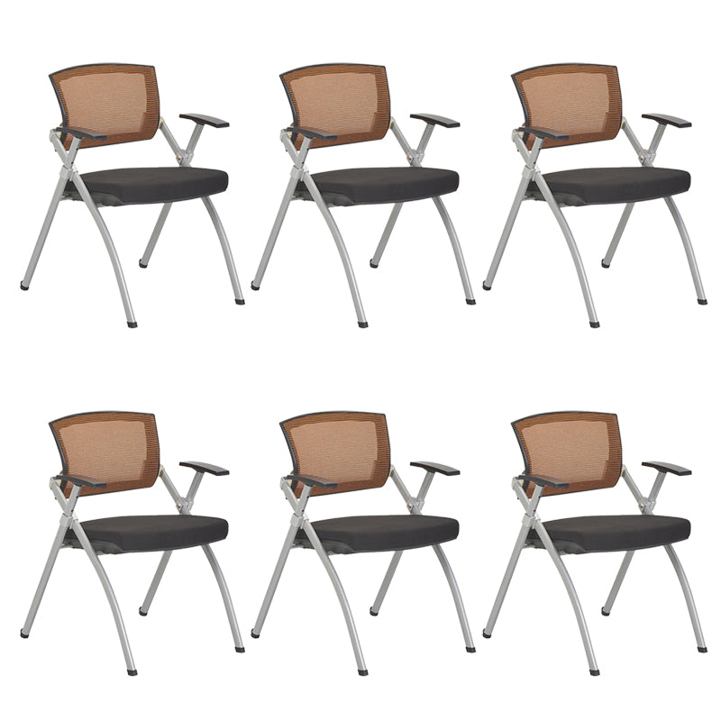 Mid-Back Executive Chair Contemporary Breathable Air Grid Guest Chair Black-Orange 6 Piece Set Casters Not Included Clearhalo 'furn' 'furn_office_chair' 'Furniture' 'Office Chairs' 'Office Furniture' 'office_chair' 6214739