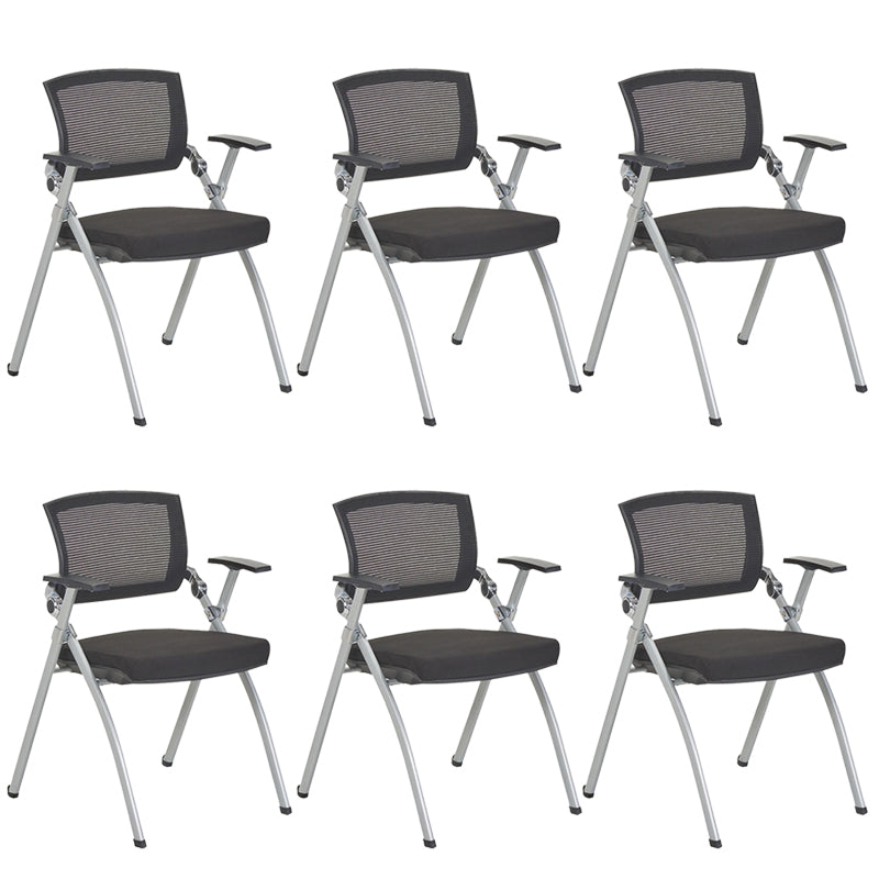 Mid-Back Executive Chair Contemporary Breathable Air Grid Guest Chair Black 6 Piece Set Casters Not Included Clearhalo 'furn' 'furn_office_chair' 'Furniture' 'Office Chairs' 'Office Furniture' 'office_chair' 6214740