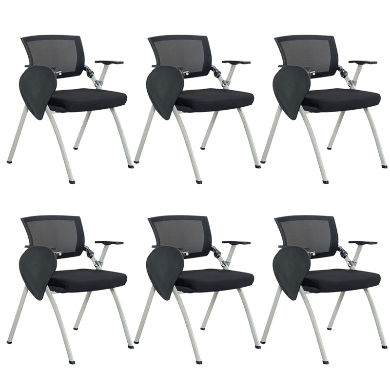 Mid-Back Executive Chair Contemporary Breathable Air Grid Guest Chair Gloss Black 6 Piece Set Casters Not Included Clearhalo 'furn' 'furn_office_chair' 'Furniture' 'Office Chairs' 'Office Furniture' 'office_chair' 6214742