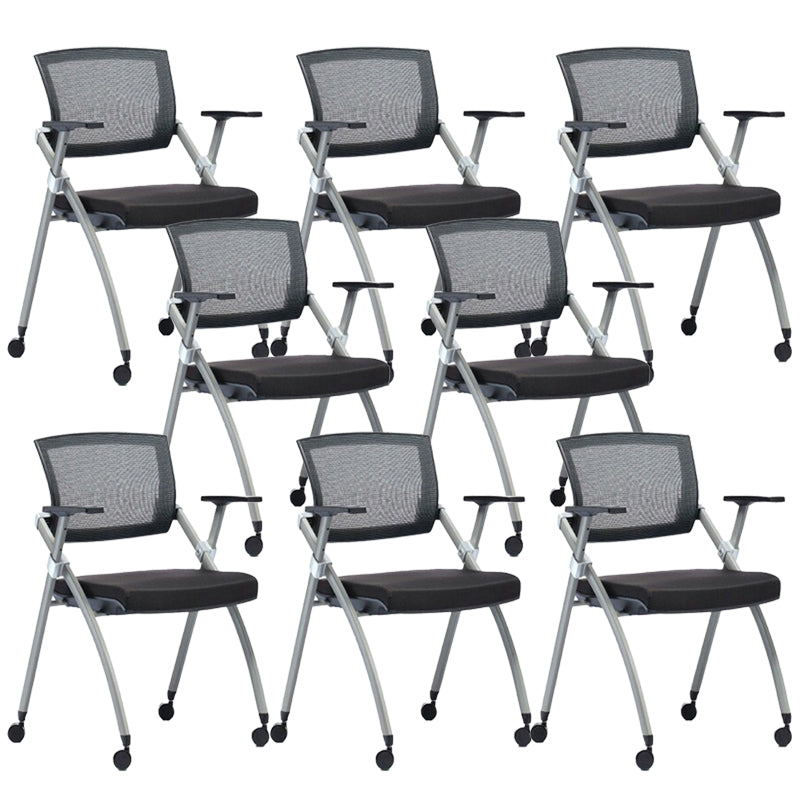 Mid-Back Executive Chair Contemporary Breathable Air Grid Guest Chair Black 8 Piece Set Casters Included Clearhalo 'furn' 'furn_office_chair' 'Furniture' 'Office Chairs' 'Office Furniture' 'office_chair' 6214743