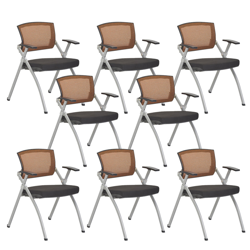 Mid-Back Executive Chair Contemporary Breathable Air Grid Guest Chair Black-Orange 8 Piece Set Casters Not Included Clearhalo 'furn' 'furn_office_chair' 'Furniture' 'Office Chairs' 'Office Furniture' 'office_chair' 6214744