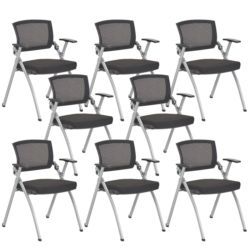 Mid-Back Executive Chair Contemporary Breathable Air Grid Guest Chair Black 8 Piece Set Casters Not Included Clearhalo 'furn' 'furn_office_chair' 'Furniture' 'Office Chairs' 'Office Furniture' 'office_chair' 6214745