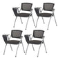 Mid-Back Executive Chair Contemporary Breathable Air Grid Guest Chair Textured Black 4 Piece Set Casters Not Included Clearhalo 'furn' 'furn_office_chair' 'Furniture' 'Office Chairs' 'Office Furniture' 'office_chair' 6214748