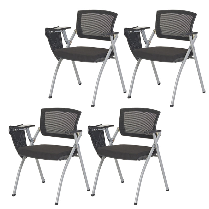 Mid-Back Executive Chair Contemporary Breathable Air Grid Guest Chair Textured Black 4 Piece Set Casters Not Included Clearhalo 'furn' 'furn_office_chair' 'Furniture' 'Office Chairs' 'Office Furniture' 'office_chair' 6214748