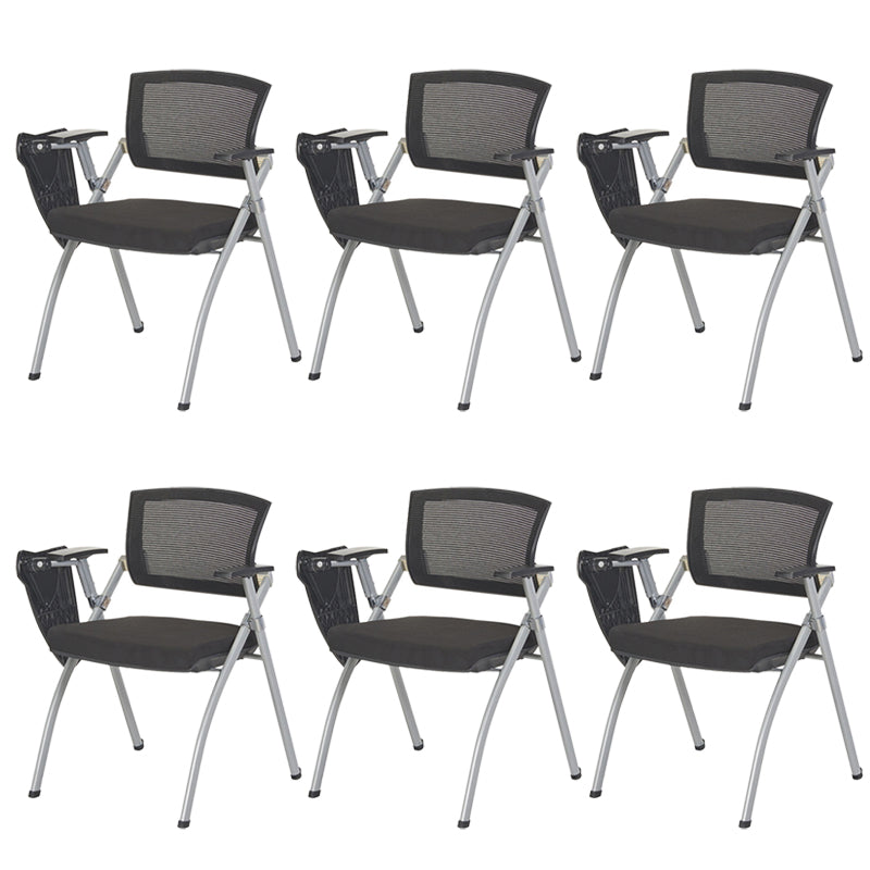 Mid-Back Executive Chair Contemporary Breathable Air Grid Guest Chair Textured Black 6 Piece Set Casters Not Included Clearhalo 'furn' 'furn_office_chair' 'Furniture' 'Office Chairs' 'Office Furniture' 'office_chair' 6214749