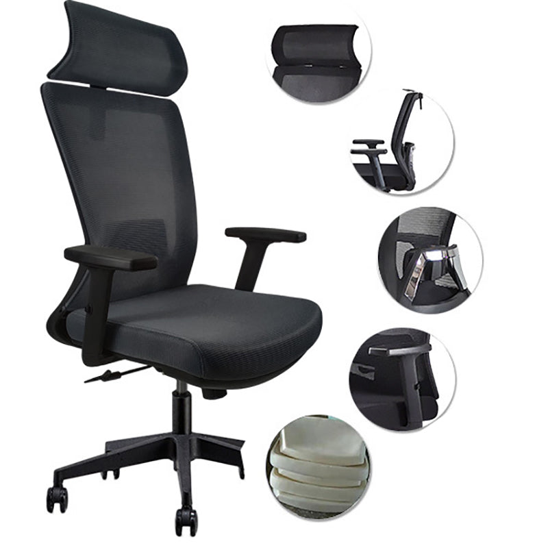 Modern Desk Chair Mesh Computer Chair Adjustable Chair in Black Clearhalo 'furn' 'furn_office_chair' 'Furniture' 'Office Chairs' 'Office Furniture' 'office_chair' 6214794