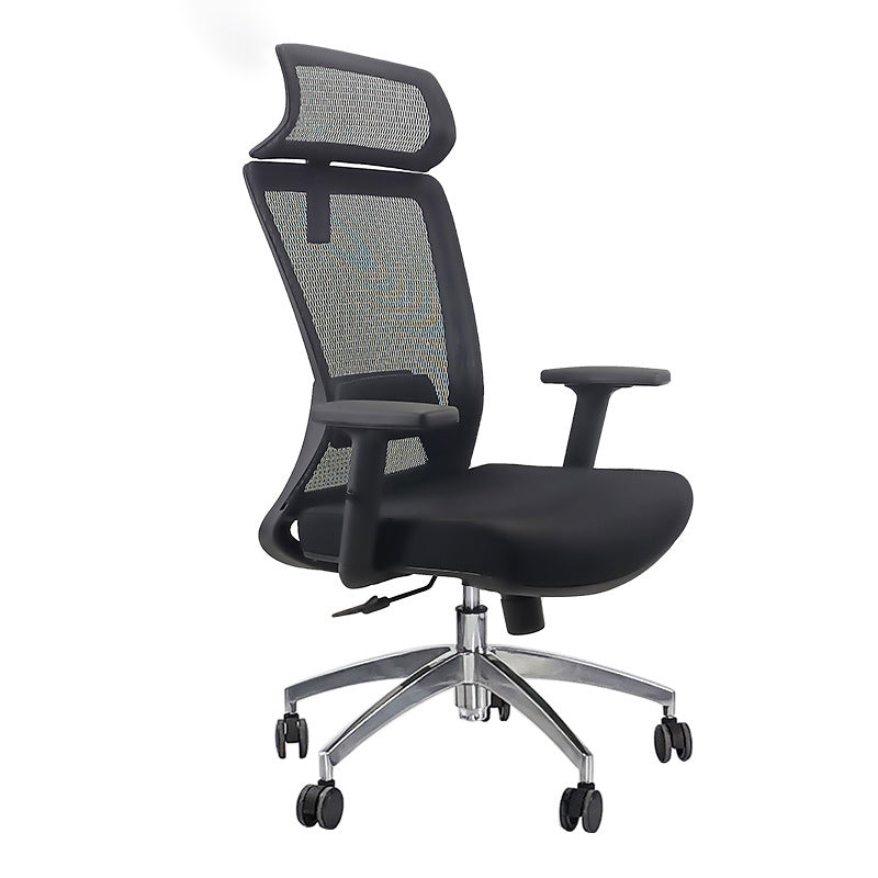 Modern Desk Chair Mesh Computer Chair Adjustable Chair in Black 1 Piece Aluminum With Headrest Clearhalo 'furn' 'furn_office_chair' 'Furniture' 'Office Chairs' 'Office Furniture' 'office_chair' 6214798