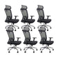 Modern Desk Chair Mesh Computer Chair Adjustable Chair in Black 6 Piece Set Aluminum With Headrest Clearhalo 'furn' 'furn_office_chair' 'Furniture' 'Office Chairs' 'Office Furniture' 'office_chair' 6214803