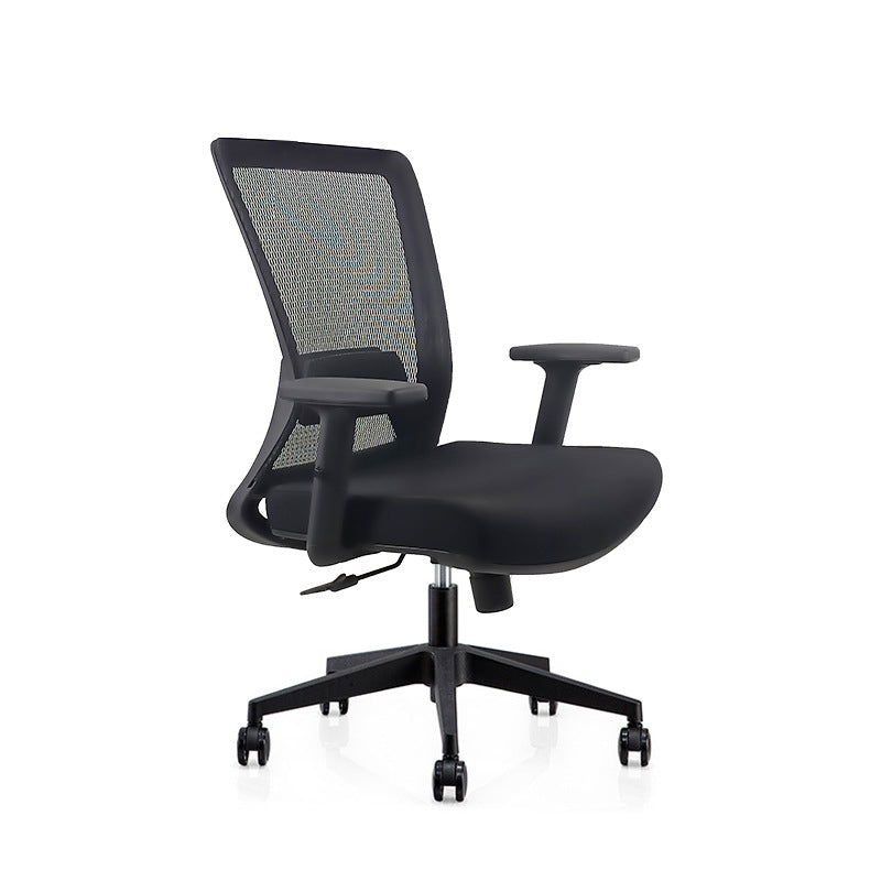 Modern Desk Chair Mesh Computer Chair Adjustable Chair in Black 1 Piece Nylon Without Headrest Clearhalo 'furn' 'furn_office_chair' 'Furniture' 'Office Chairs' 'Office Furniture' 'office_chair' 6214807
