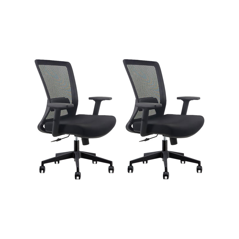Modern Desk Chair Mesh Computer Chair Adjustable Chair in Black 2 Piece Set Nylon Without Headrest Clearhalo 'furn' 'furn_office_chair' 'Furniture' 'Office Chairs' 'Office Furniture' 'office_chair' 6214812