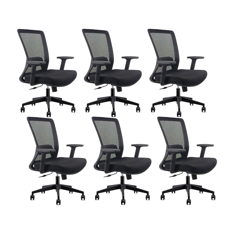 Modern Desk Chair Mesh Computer Chair Adjustable Chair in Black 6 Piece Set Nylon Without Headrest Clearhalo 'furn' 'furn_office_chair' 'Furniture' 'Office Chairs' 'Office Furniture' 'office_chair' 6214814