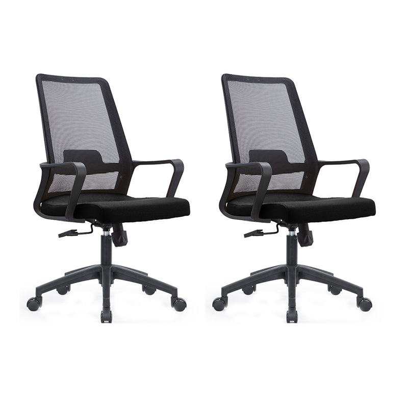 Contemporary Breathable Air Grid Office Chair Microfiber Task High Back Chair Black 2 Piece Set Clearhalo 'furn' 'furn_office_chair' 'Furniture' 'Office Chairs' 'Office Furniture' 'office_chair' 6214915