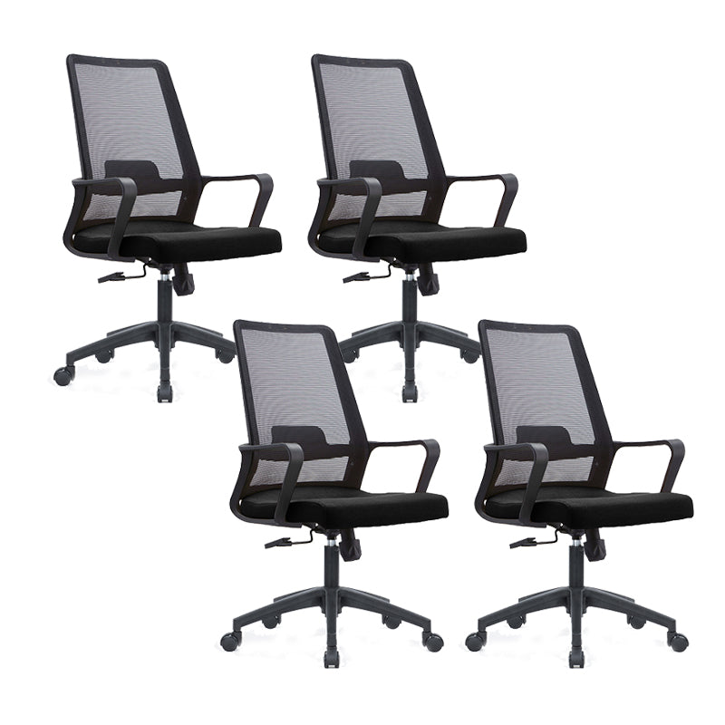 Contemporary Breathable Air Grid Office Chair Microfiber Task High Back Chair Black 4 Piece Set Clearhalo 'furn' 'furn_office_chair' 'Furniture' 'Office Chairs' 'Office Furniture' 'office_chair' 6214917