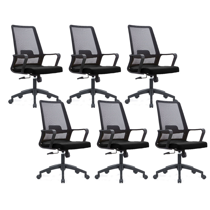 Contemporary Breathable Air Grid Office Chair Microfiber Task High Back Chair Black 6 Piece Set Clearhalo 'furn' 'furn_office_chair' 'Furniture' 'Office Chairs' 'Office Furniture' 'office_chair' 6214918