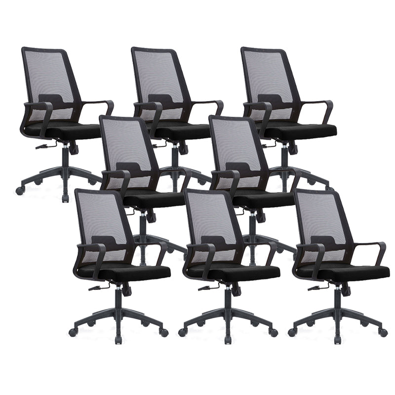 Contemporary Breathable Air Grid Office Chair Microfiber Task High Back Chair Black 8 Piece Set Clearhalo 'furn' 'furn_office_chair' 'Furniture' 'Office Chairs' 'Office Furniture' 'office_chair' 6214920