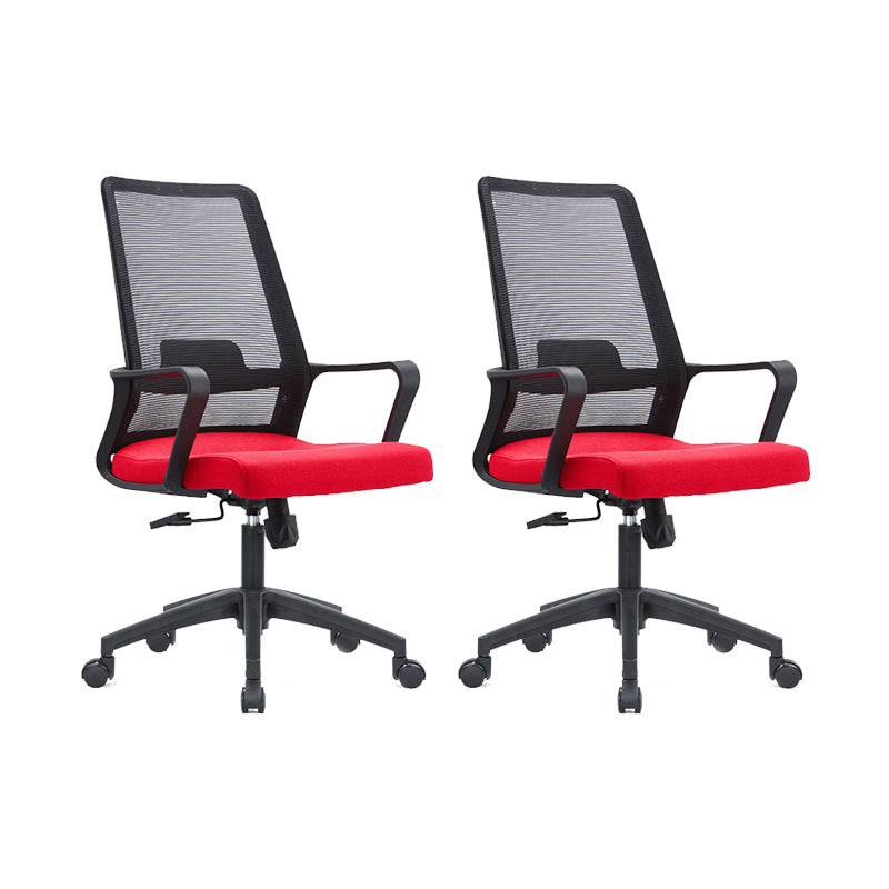 Contemporary Breathable Air Grid Office Chair Microfiber Task High Back Chair Red 2 Piece Set Clearhalo 'furn' 'furn_office_chair' 'Furniture' 'Office Chairs' 'Office Furniture' 'office_chair' 6214925