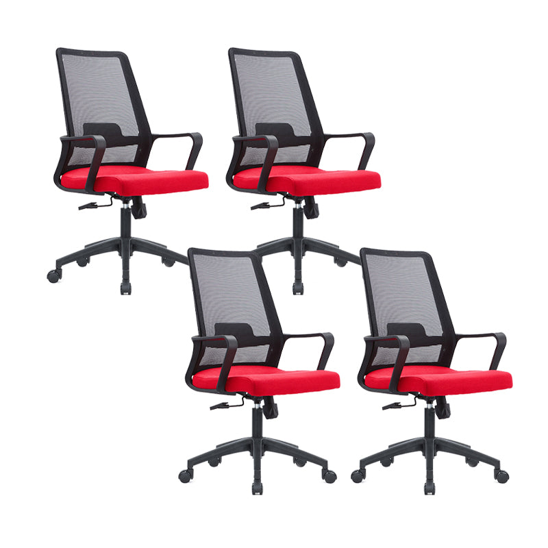 Contemporary Breathable Air Grid Office Chair Microfiber Task High Back Chair Red 4 Piece Set Clearhalo 'furn' 'furn_office_chair' 'Furniture' 'Office Chairs' 'Office Furniture' 'office_chair' 6214926